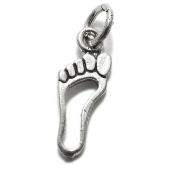 RIGHT FOOTPRINT OUTLINE CHARM. STERLING SILVER - Picture 1 of 2